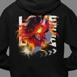 Vibrant Anime Girl Hoodie, Kawaii Waifu Pullover, Pastel Goth Clothing, Aesthetic Streetwear Sweatshirt, Graphic Anime Art Hoodie Gift