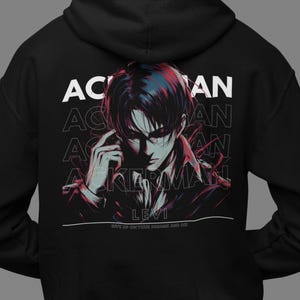 Anime Levi Ackerman Hoodie, Attack On Titan Levi Hooded Pullover, Dark Grunge AOT Streetwear, Anime Manga Fan Merch Graphic Hoodie Gift