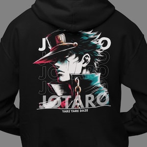 Anime Jotaro Kujo Hoodie, Jojo Bizarre Adventure Hooded Pullover, Jojo Jotaro Graphic Sweatshirt, Anime Streetwear Merch, Yare Yare Daze
