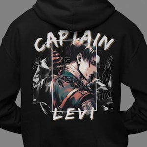 Anime Levi Ackerman Hoodie, Attack On Titan Captain Levi Pullover, Dark Grunge AOT Streetwear, Anime Manga Fan Merch Graphic Hoodie Gift