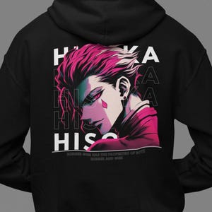 Hisoka Anime Hoodie, Hunter x Hunter Sweatshirt, HxH Hisoka Hooded Pullover, Dark Grunge Streetwear, Anime Manga Typography Merch Apparel
