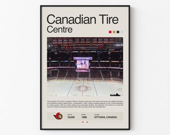 Ottawa Senators Poster, Canadian Tire Centre Print, NHL Poster, Mid Century Modern, Hockey Wall Art, Hockey Fan Gift, Sports Bedroom Poster