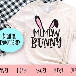 Memaw Bunny Svg, Bunny with Bow Svg, Bunny with Leopard Decal, Bunny Printable, Easter Svg, Bunny Cliparts, Bunny Cut Files, Svg Png