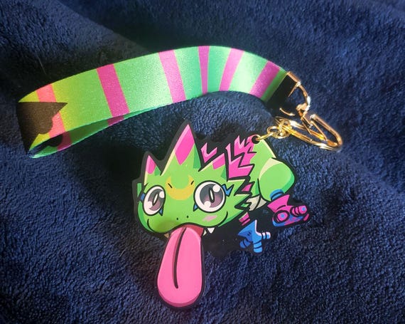 Digimon Gekkomon Wiggling Acrylic Keychain & Lanyard