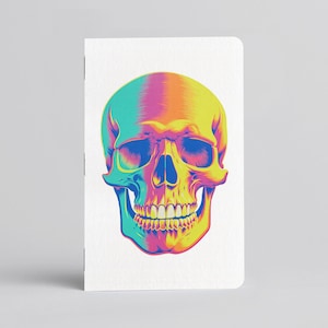 Chroma Skull Pocket Notebook, Colorful Skull, Halloween Spooky Season Journal, Unique Memo Book, Notebooks, Stationery, Journaling, Gift