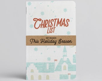 Christmas List Notebook, Holiday List, Santa, Christmas book, Shopping list organizer, Black Friday List, Notes, Memos, Christmas wish list