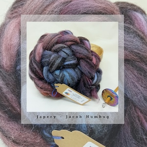 Hand Dyed Jacob Humbug Combed British Breed Wool Top 100g Braid for spinning yarn felting weaving