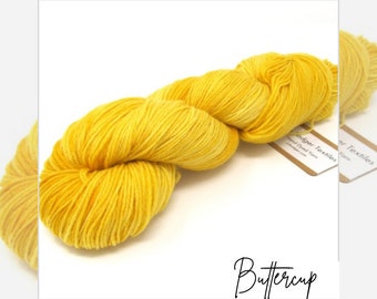 Buttercup Hand Dyed Merino Wool & Nylon 4ply Yarn 100g