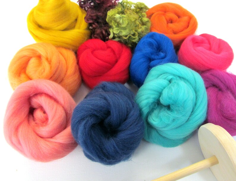 Drop Spindle Kit 200g 7oz Fibres Handspinning Learn to Spin Etsy