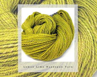 Handspun Yarn Chartreuse Hand Dyed 185g Merino Wool Corriedale, Silk, Shetland wool knitting crochet weaving green