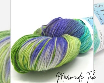 A Mermaids Tale Hand Dyed Merino Wool & Nylon 4ply Yarn 100g