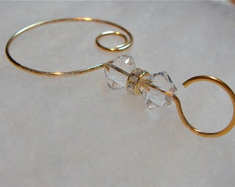 Set of 6 Swarovski Clear Crystal Bead Ornament Hangers Hooks Enhancers Rhinestone Rondelles Gold Wire