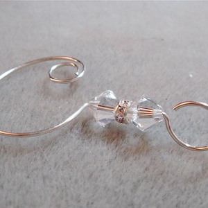 Set of 6 Swarovski Clear Crystal Bead Ornament Hangers Hooks Enhancers Rhinestone Rondelles Silver Wire
