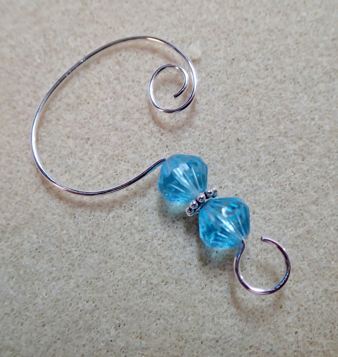 6 Aqua Fluted Glass Bead Ornament Hangers Hooks Tree Ornaments Etsy