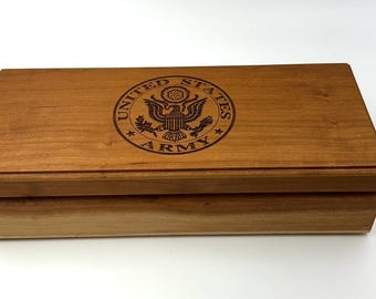 Laser Engraved Cherry Army Box - LBS 17