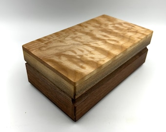 Watch Box, Eyeglass Case - Figured Maple & Walnut - MLB 541