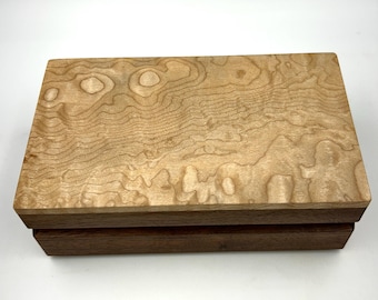 Watch Box, Eyeglass Case - Figured Maple & Walnut - MLB 542