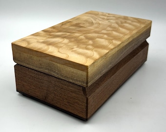 Watch Box, Eyeglass Case - Figured Maple & Walnut - MLB 543