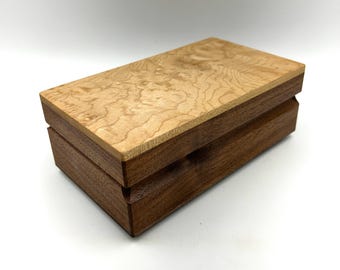 Watch Box, Eyeglass Case - Figured Maple & Walnut - MLB 557