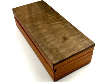 Watch Box, Eyeglass Box - Quilted Claro Walnut and Sapele - LB 264