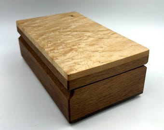 Watch Box, Eyeglass Case - Birdseye Maple & Walnut - MLB 513