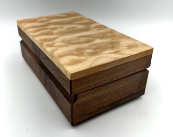 Watch Box, Eyeglass Case - Figured Maple & Walnut - MLB 550