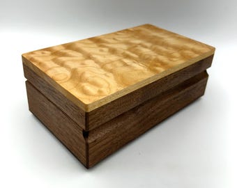 Watch Box, Eyeglass Case - Figured Maple & Walnut - MLB 533