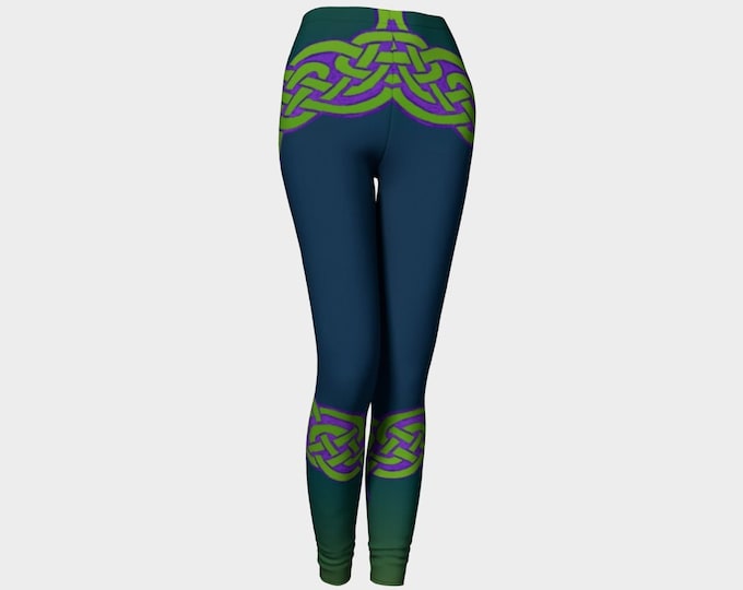 Celtic Briar, Green, Purple, Ombre, Leggings, Celtic Knot, Celtic Leggings, Pants, St Patricks Day, Irish, Dance, Hand Drawn, Original Art