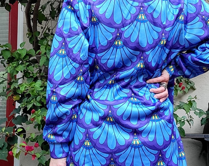 Mermaid Paisley Hoodie Dress, Purple & Blue, Petal Maille