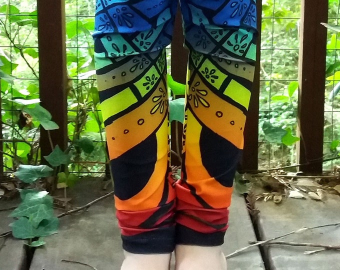 OMG Rainbow!, Celtic Knot Leggings, Rainbow Leggings, Ombre, Rainbow Pants, Floral, Deco, Pride, Rave, Party, Festival, Original Ink Drawing