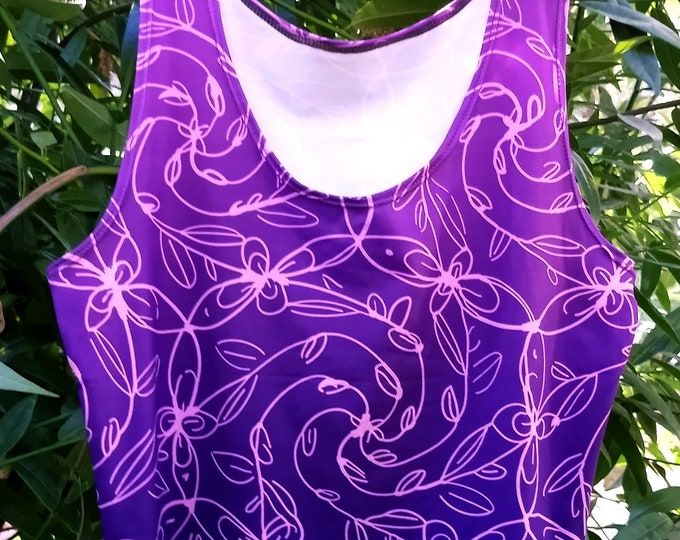 Spiral Vines, Pink and Purple Ombre, Celtic Spiral, Floral, Tank Top, Yoga Top, Bohemian, Boho Chic, Workout Top, Dreamy, Print, Boho Luxe