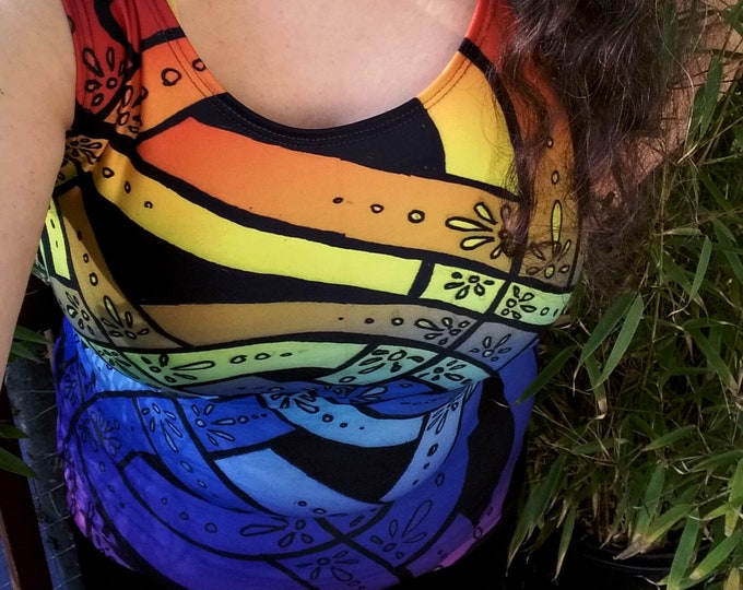 OMG Rainbow!, Celtic Knot Tank Top, Rainbow Tank Top, Ombre, Rainbow Top, Floral, Deco, Pride, Rave, Party, Festival, Original Ink Drawing