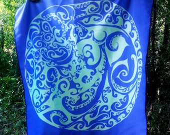 Psychedelic Celtic Spiral Scarf, Purple Green Accent Scarf