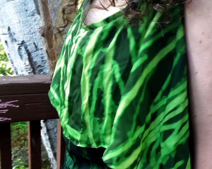 Jumpsuit, Green Bamboo, One Piece, Summer, Onesie, Chiffon, Green, Black, Bamboo Print, Pockets, Romper, Ladies, Womens, Art by Caballera