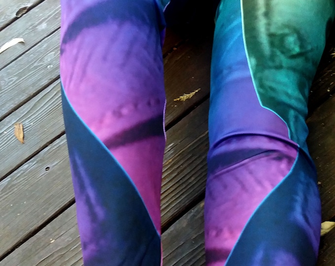 Rainbow Armor Print Leggings, Fantasy Warrior Cosplay