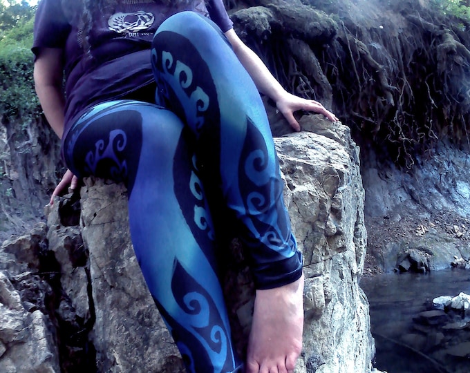 Ice Valkyrie III, Celtic Spiral, Ombre, Leggings, Swirl, Purple, Blue, Frozen, Rave, Festival, Workout, Dance, Sexy, Winter Colors, Symmetry