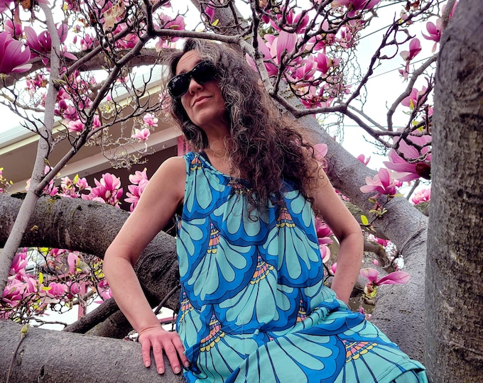 Original Art, Pocket Dress, Hand Drawn, Mermaid Paisley, Petal Maille, Green, Laura Cesari, Caballera, Apron, Tank, Summer Dress,Big Pockets