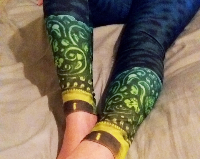 Blue & Green Filigree Mermaid Leggings, LARP Armor Cosplay Costume