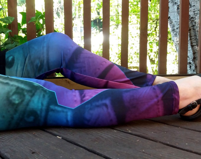 Rainbow Armor Print Leggings, Rivet, Rainbow, Warrior, Fantasy, Cosplay, Steampunk, Medieval, Armor, Magic,Knight, LARP,DnD, Leggings, Pants