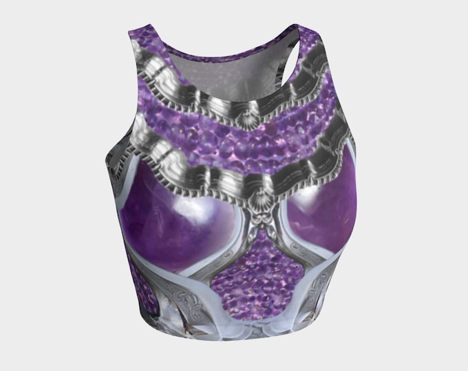 Mystical Amethyst Dimension Door, Purple Gemstone Armor Top,Cosplay, LARP Armor, Medieval, Fantasy, Filigree, Bikini Armor, Workout Crop Top