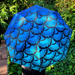 Original Art Mermaid Umbrella, Purple, Blue,Ombre,Anti-UV, UV Protection,Festival,Beach,Umbrella,Mermaid,Parasol,Art,Hand Drawn,Laura Cesari