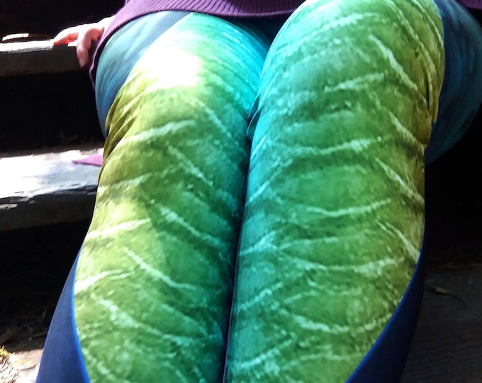 Rainbow Mermaid Scale Leggings, Fantasy Cosplay Armor Print