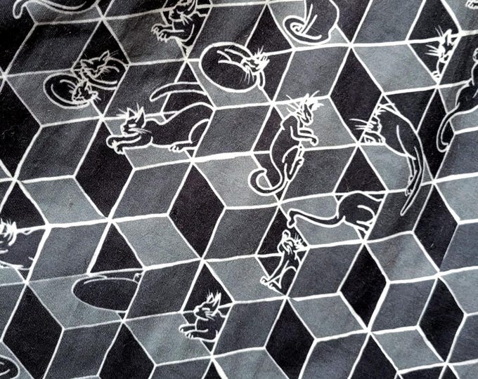 Black Cats in Boxes Jumpsuit, Geometric Optical Illusion, Relaxed Fit