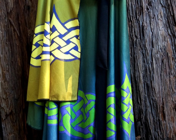 Celtic Briar, Wrap Skirt, Green, Gold, Purple, Ombre, One Size Fits All, Plus Size, Celtic, Knot, St Patricks Day, Irish Dance, Original Art