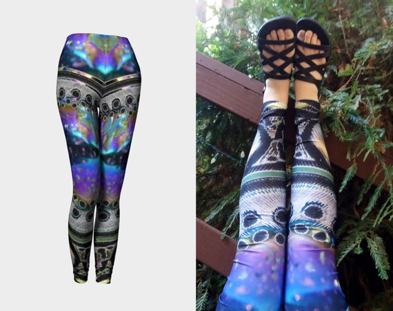 Rainbow Feather Leggings, Feather Print, Feathers, Animal Print