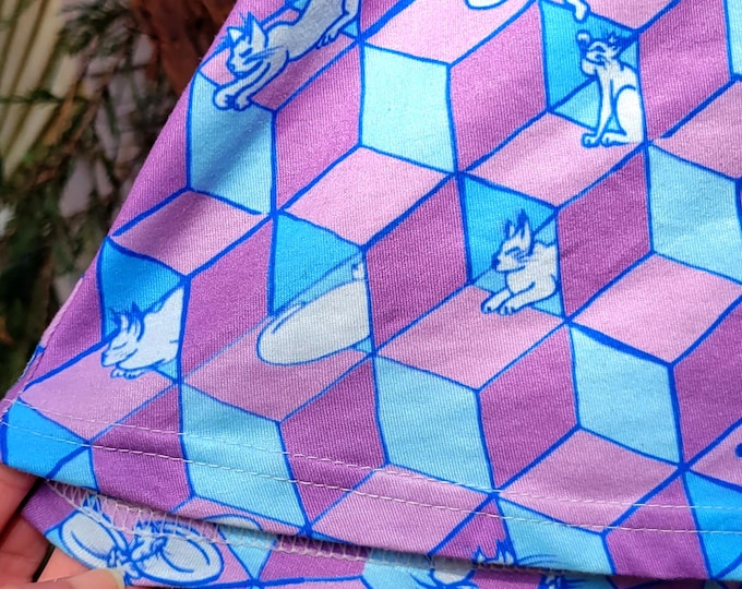 Cats Love Boxes, Dress with Pockets, Geometric Pattern, Vapor Pink & Blue