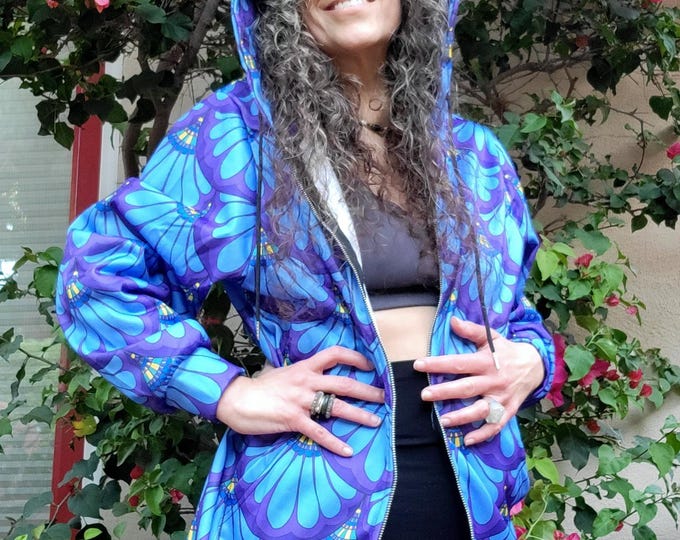 Mermaid Paisley Hoodie Dress, Purple & Blue, Petal Maille