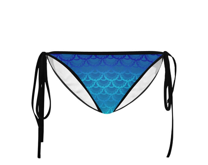Original Mermaid Scales,Bikini Bottom,Swirly, Blue,Ombre,String Bikini,Tie,Bikini, Swim,Swimsuit,Bathing Suit,Mermaid Art,Hand Drawn,Paisley