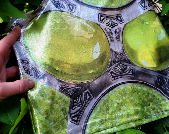 Peridot Green, Bikini Armor Top, Dimension Door, Gem, Cosplay,LARP Armor,Medieval,Fantasy, Filigree,Armor Top, Workout, Swim Top,Bikini Mail
