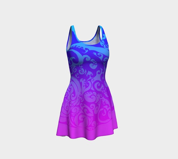 pink purple and blue dress